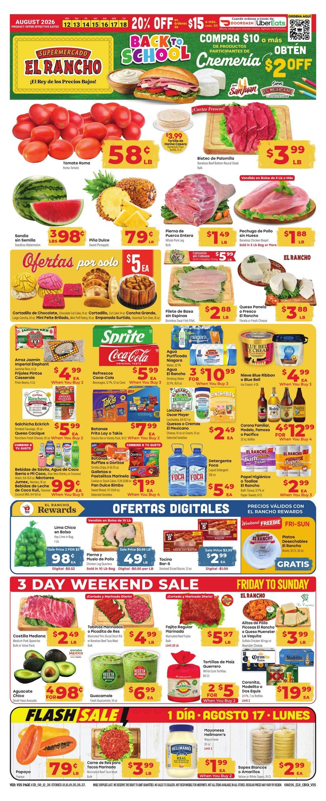 El Rancho Supermercado (Coppell Area, TX) Weekly Ad August 12 - 18, 2026