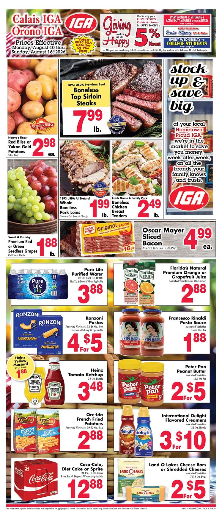 Calais IGA Weekly Ad August 11 - 17, 2026
