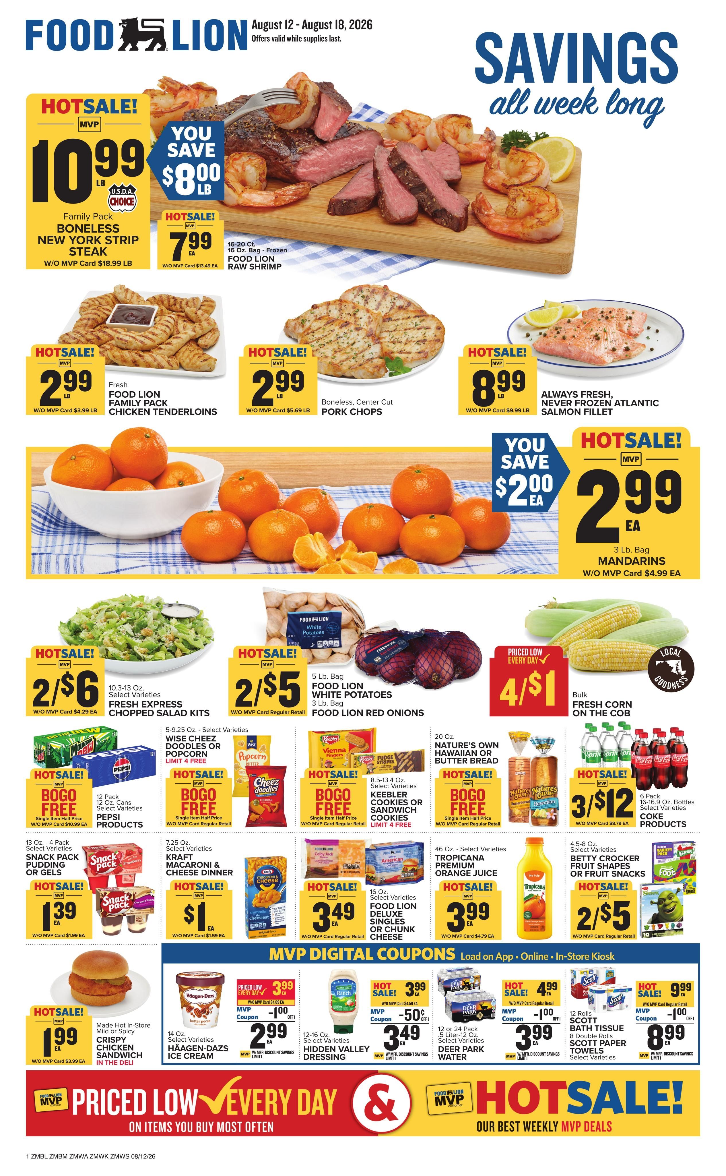 Food Lion (Washington–Oxon Hill Area, DC–MD) Weekly Ad August 12 - 18, 2026