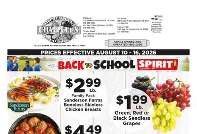 Chappell's Hometown Foods Weekly Ad August 10 - 16, 2026