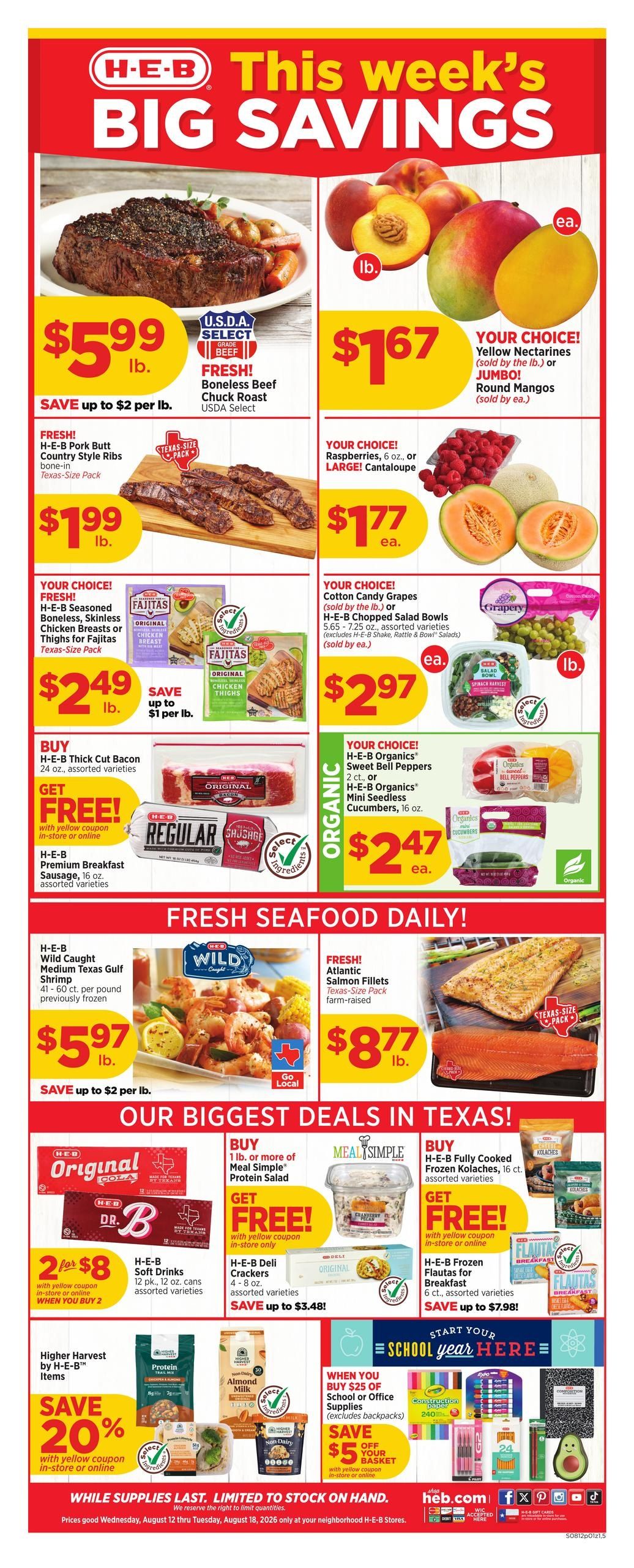 H-E-B (Austin–Manor Area, TX) Weekly Ad August 12 - 18, 2026