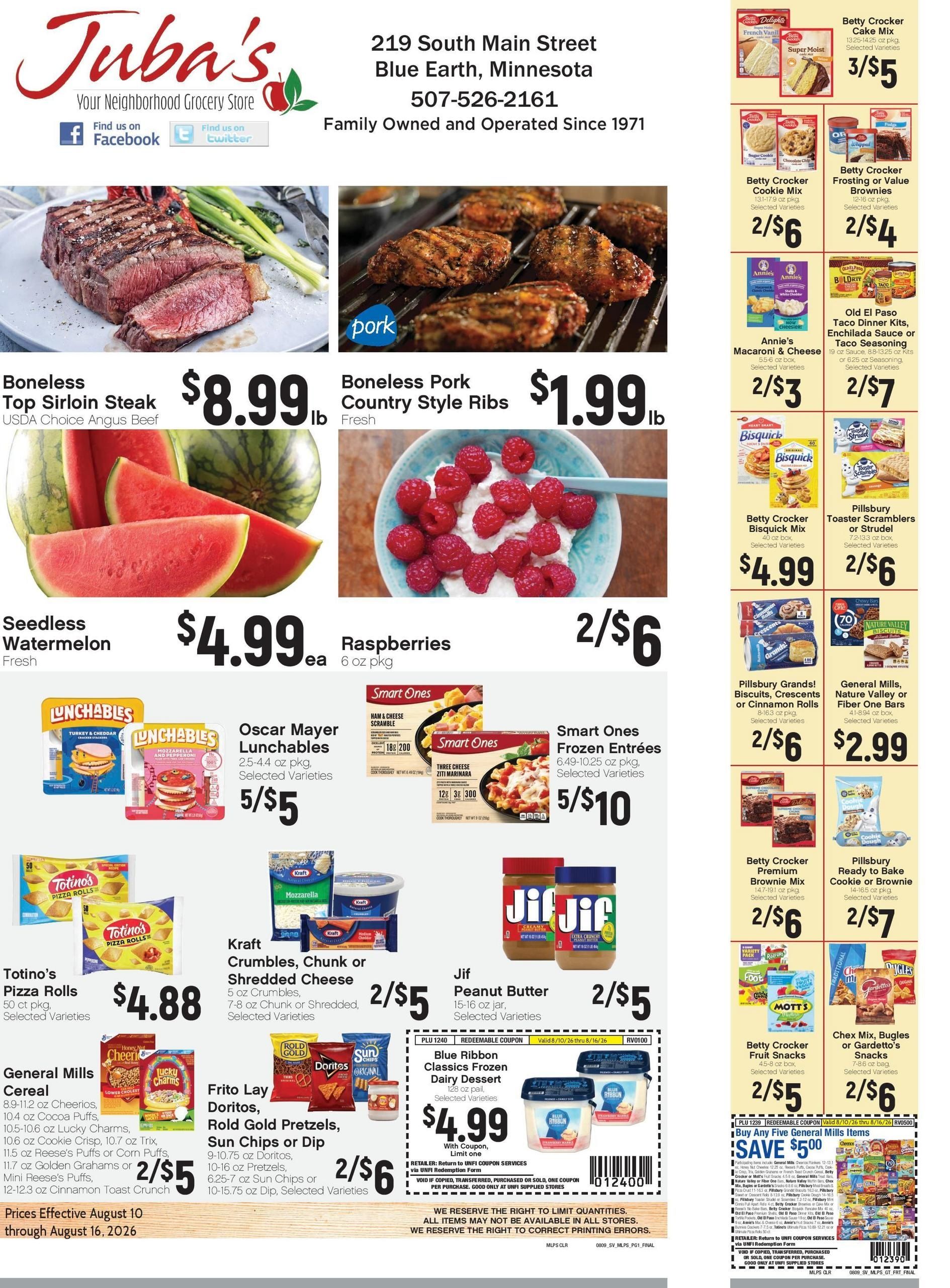 Juba's Supervalu (Hanlontown–Madelia Area, IA–MN) Weekly Ad August 10 - 16, 2026