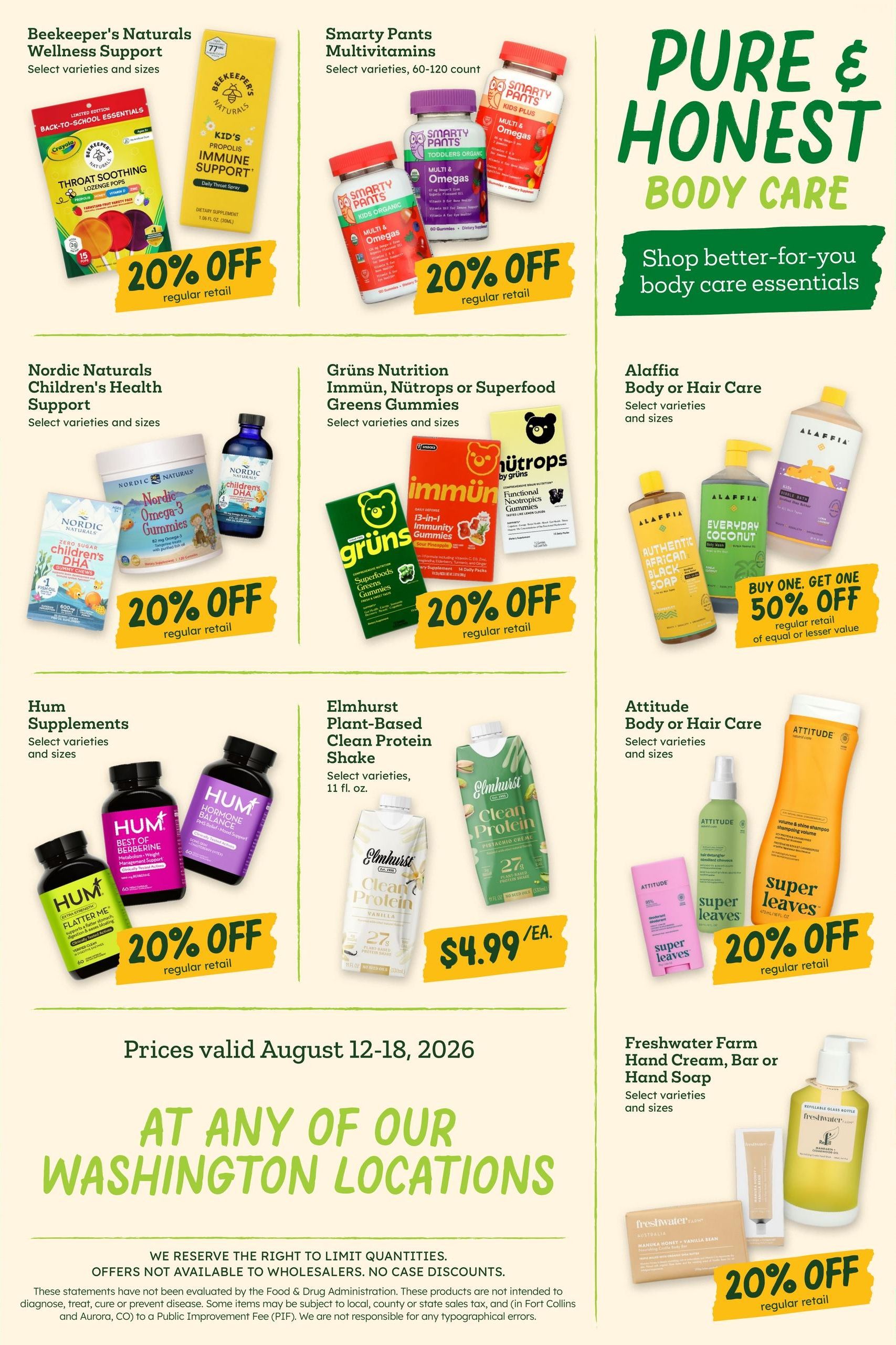 Sprouts Farmers Market (Seattle–Bellevue Area, WA) Weekly Ad August 12 - 18, 2026