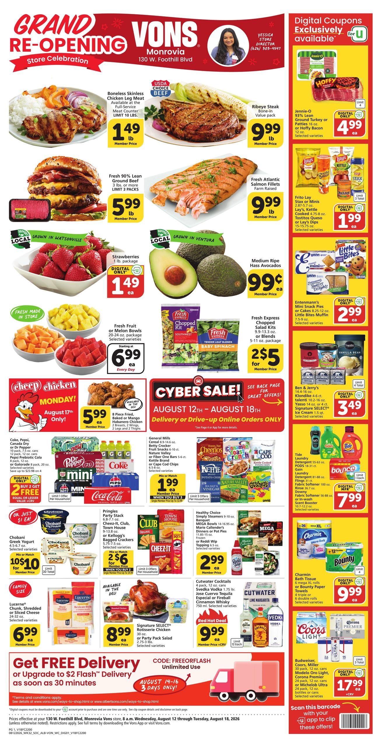 Vons (Duarte–Monrovia Area, CA) Weekly Ad August 12 - 18, 2026