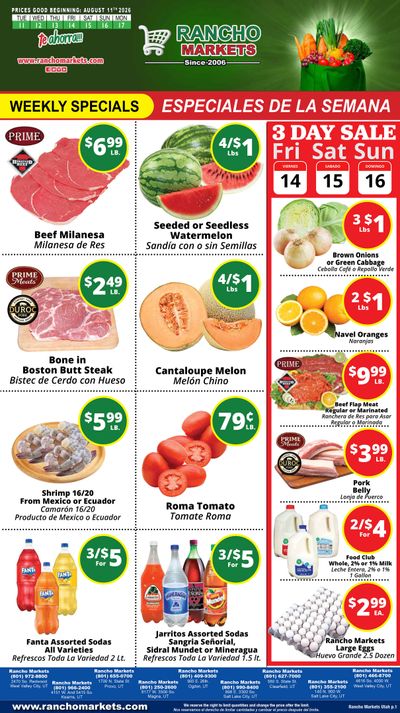 Rancho Markets Weekly Ad August 11 - 17, 2026