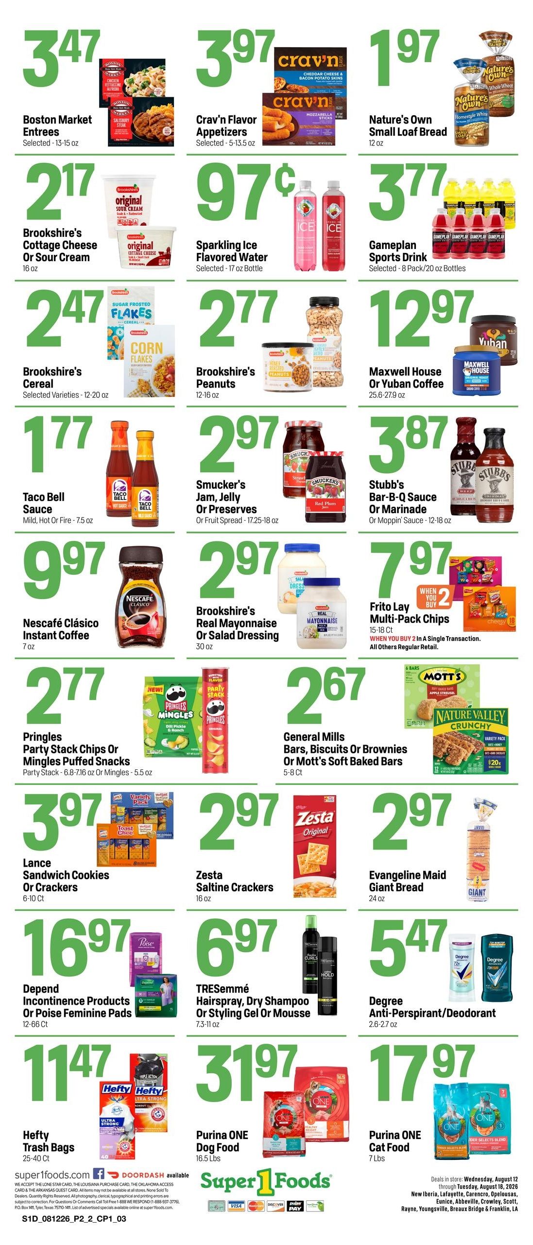 Super 1 Foods & Discount Pharmacy (Lafayette-Mamou Area, LA) Hot Sheet Weekly Weekly Ad August 12 - 18, 2026