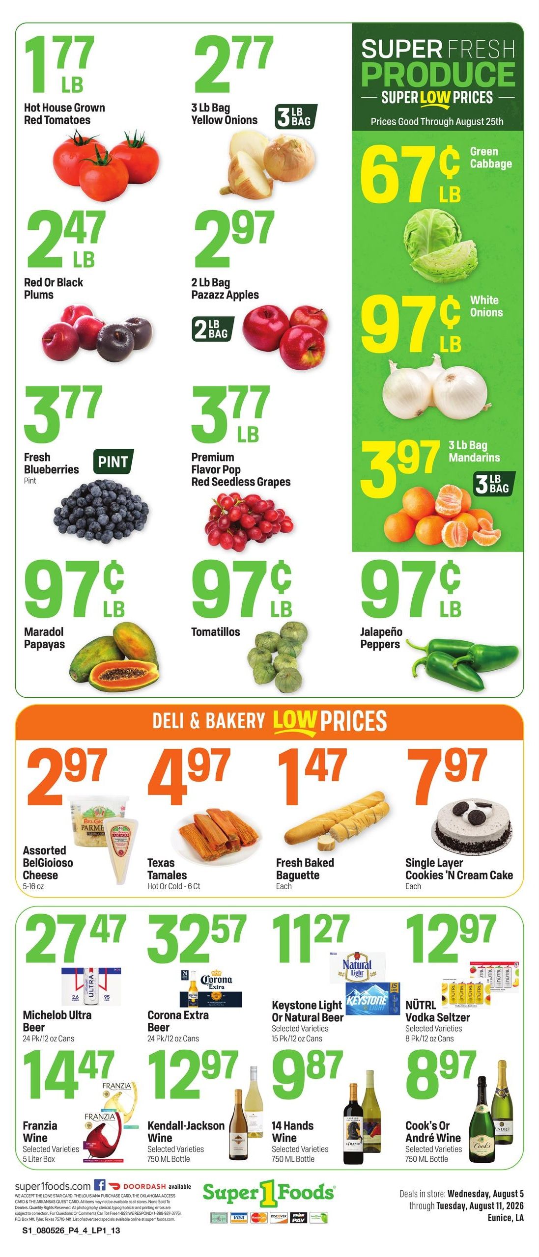 Super 1 Foods & Discount Pharmacy (Mamou Area, LA) Weekly Ad August 5 - 11, 2026