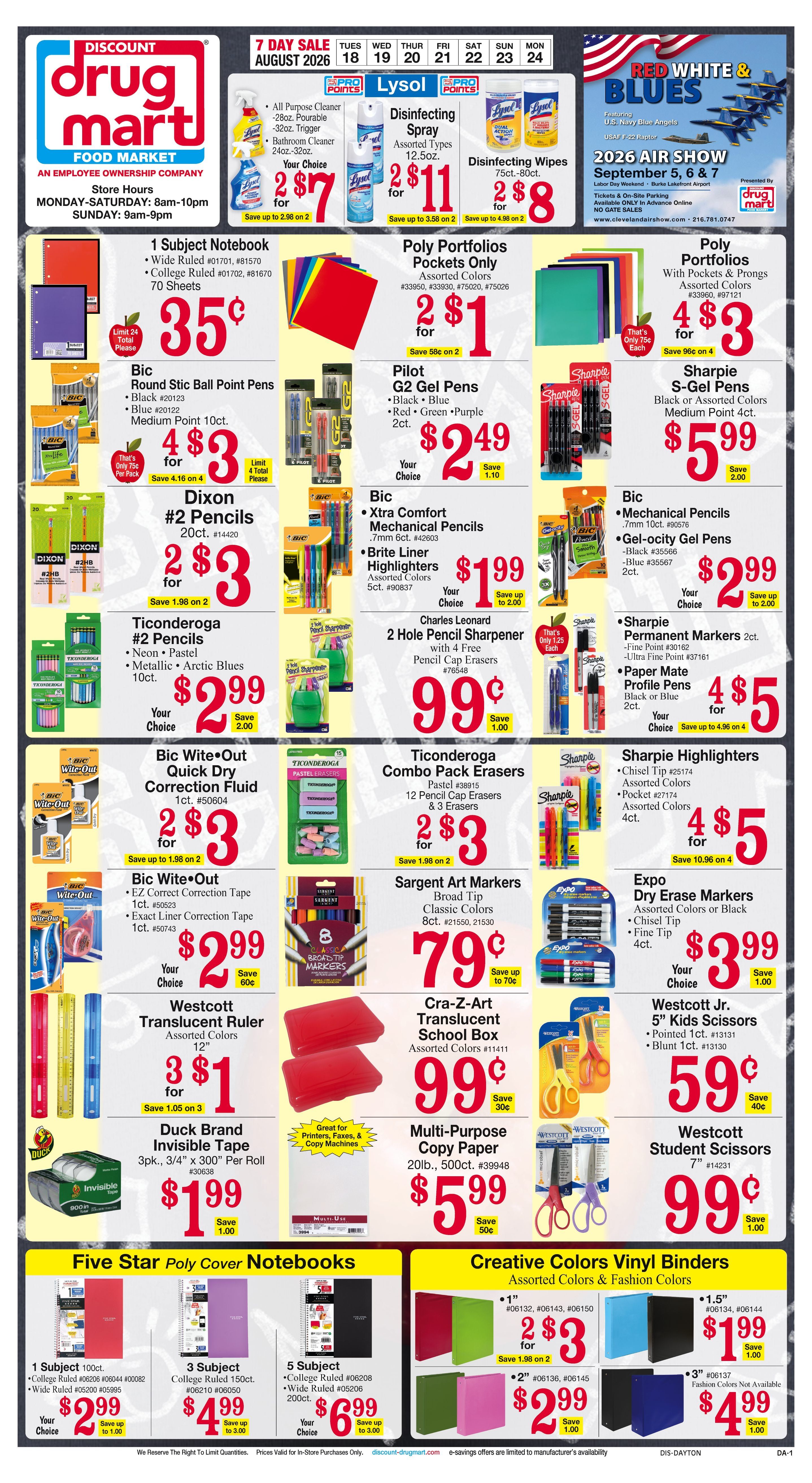 Discount Drug Mart (Ohio) Weekly Ad August 19 - 25, 2026