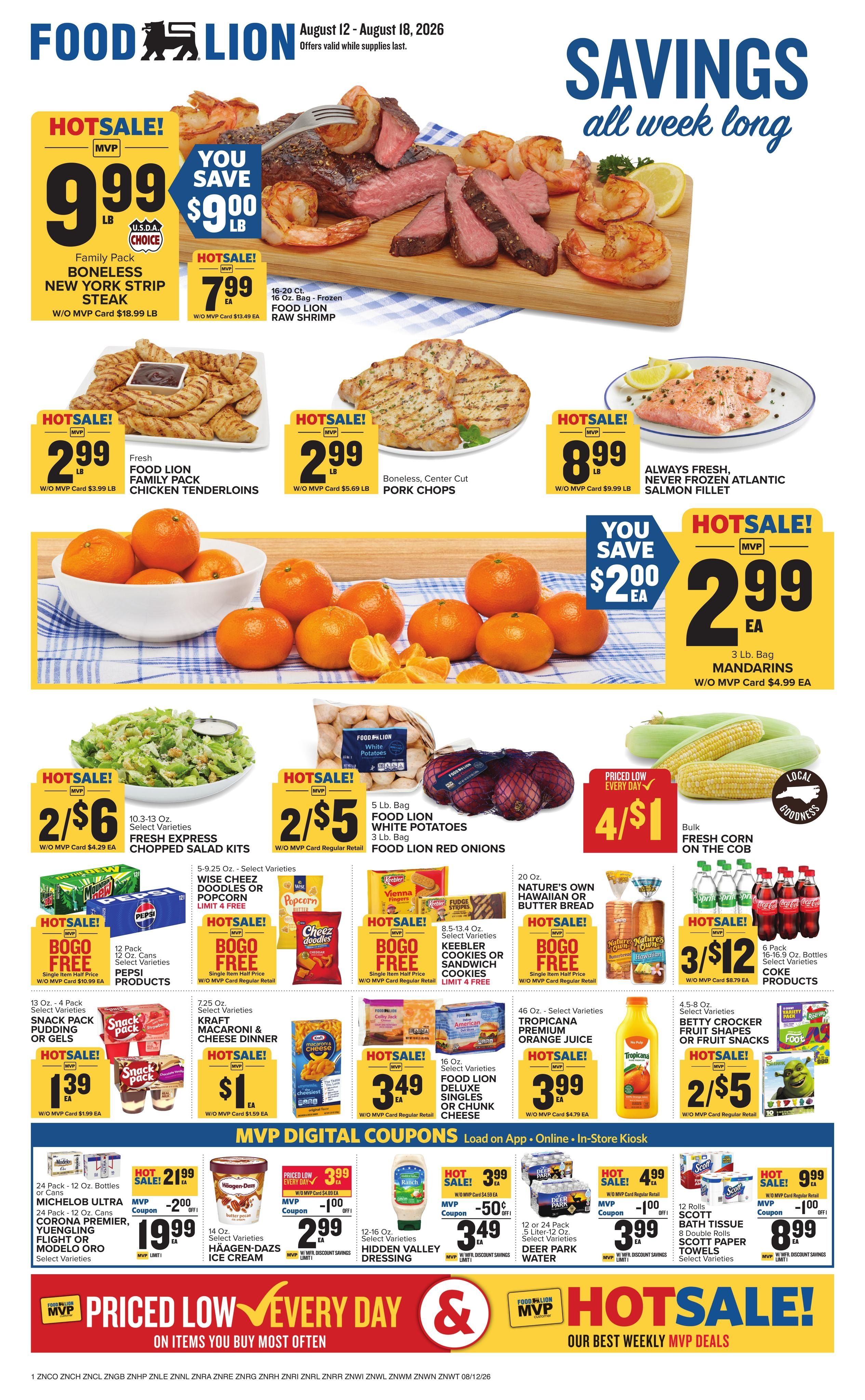 Food Lion (Raleigh–Cary Area, NC) Weekly Ad August 12 - 18, 2026