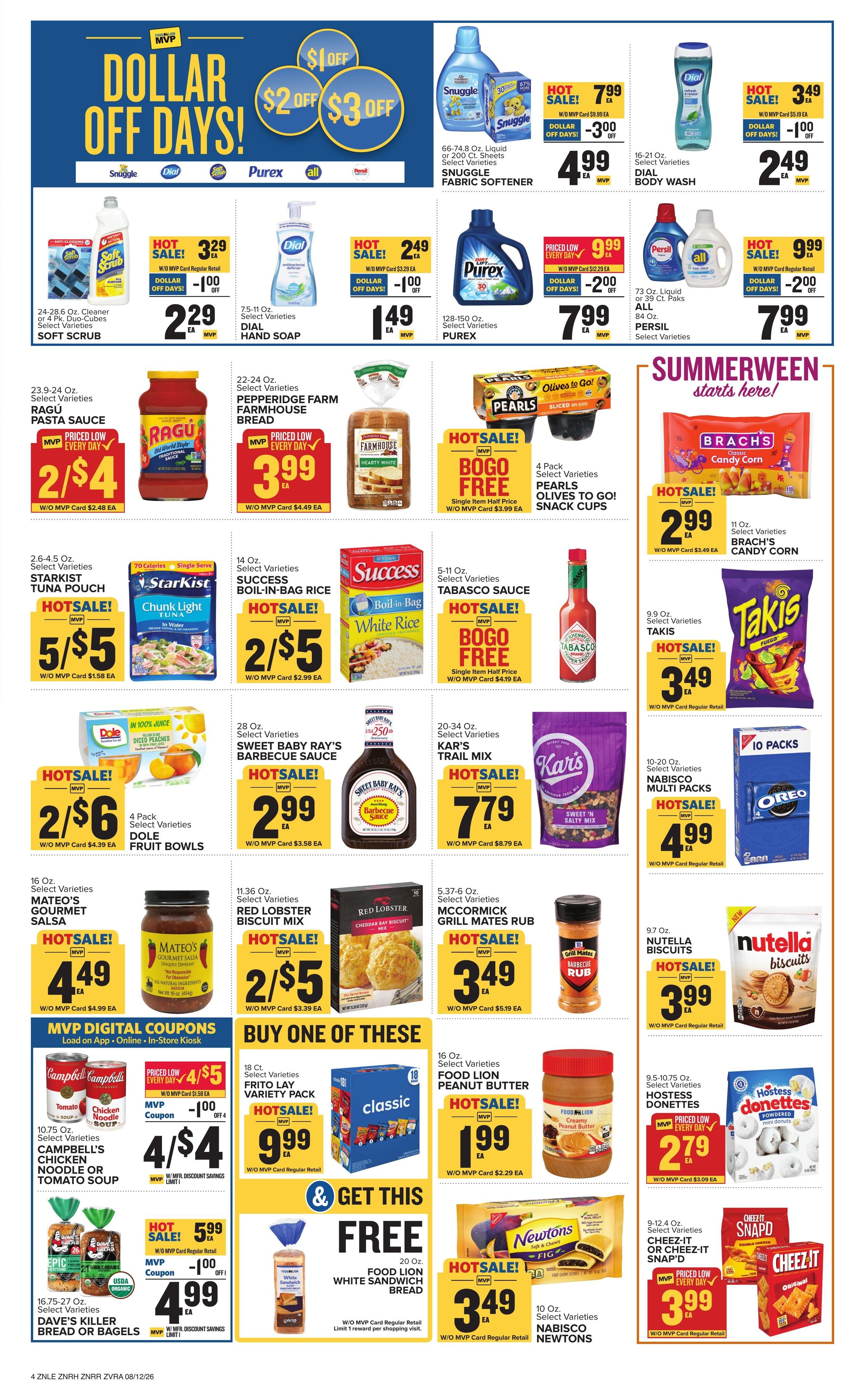 Food Lion (Raleigh–Cary Area, NC) Weekly Ad August 12 - 18, 2026