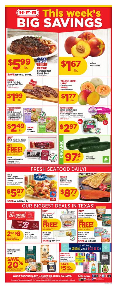 H-E-B (Corpus Christi–Portland Area, TX) Weekly Ad August 12 - 18, 2026