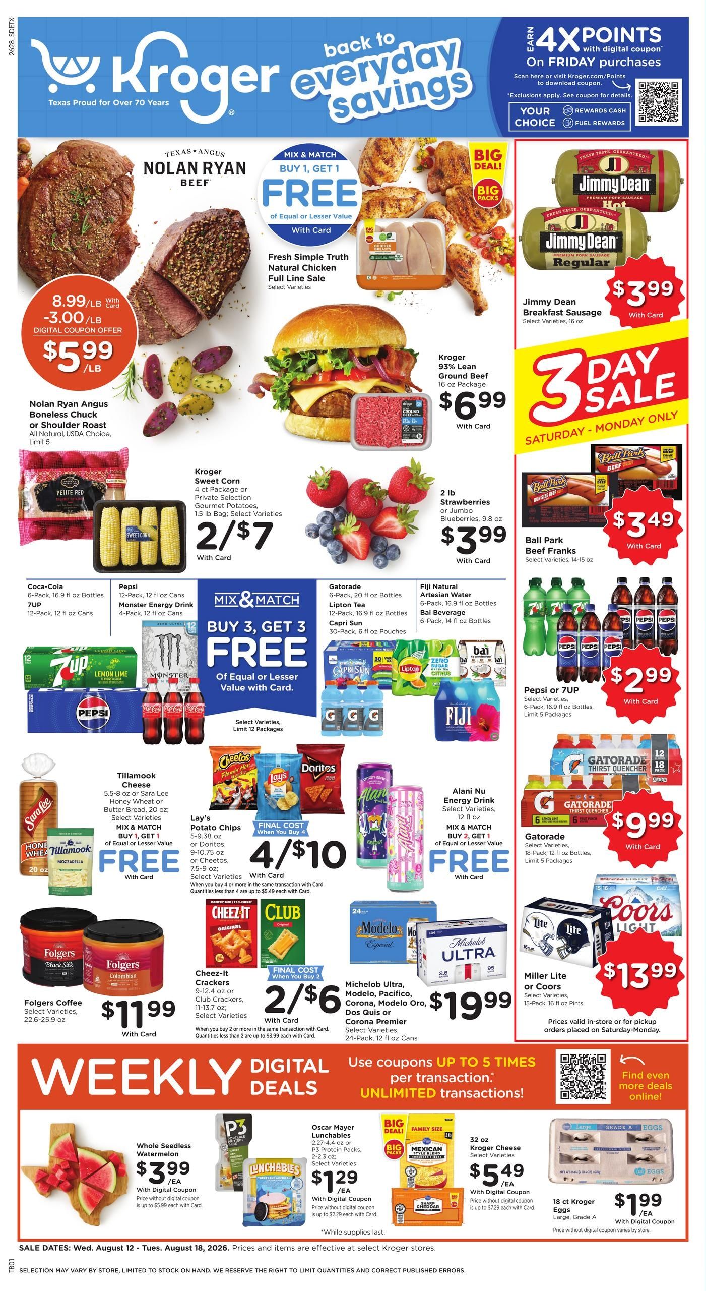 Kroger (Tyler–Lufkin Area, TX) Weekly Ad August 12 - 18, 2026