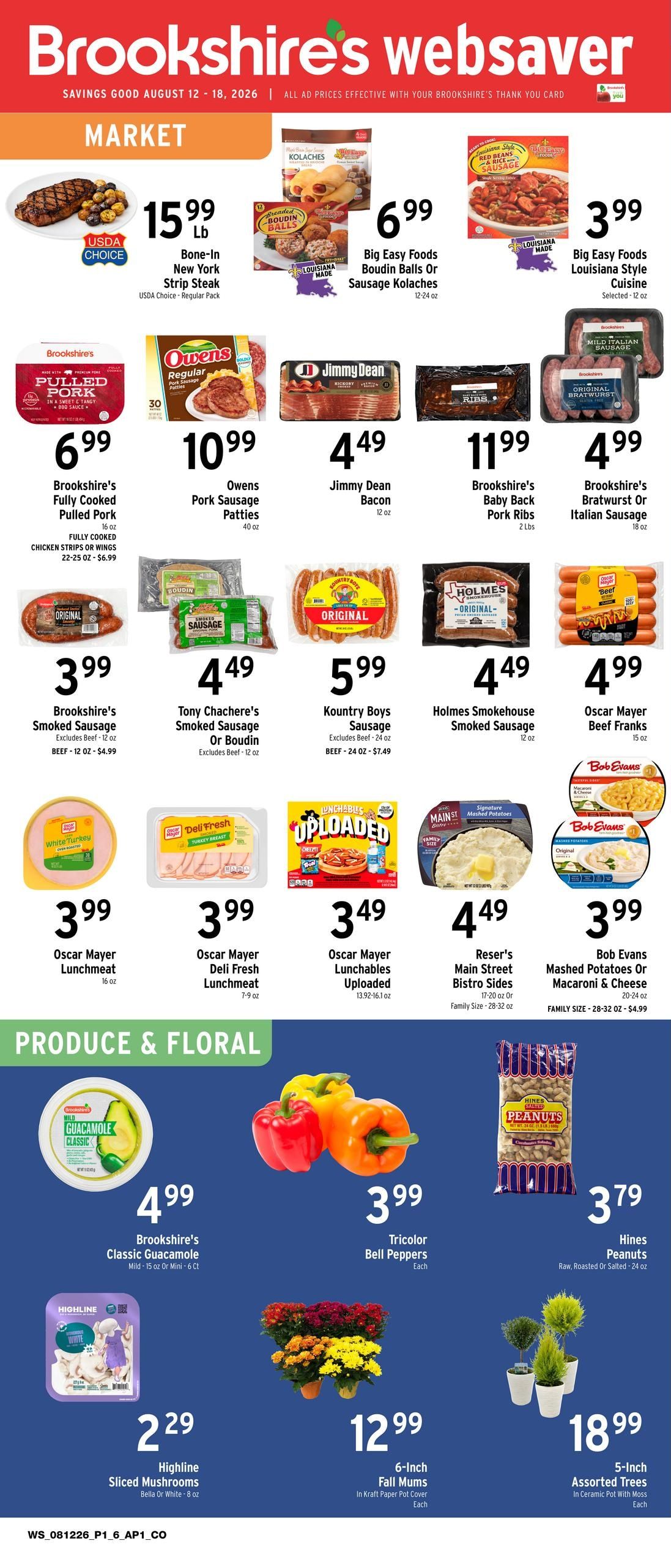 Brookshire's (LA, TX) Websaver Weekly Ad August 12 - 18, 2026