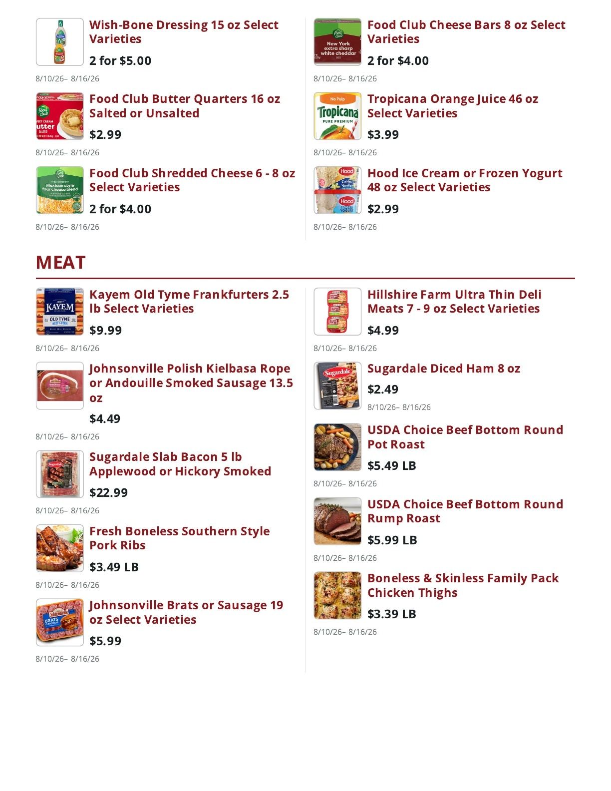 Main Street Market Weekly Ad August 10 - 16, 2026