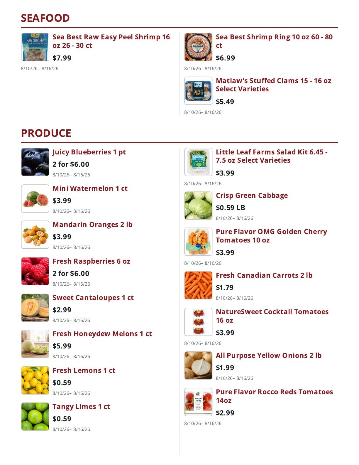 Main Street Market Weekly Ad August 10 - 16, 2026