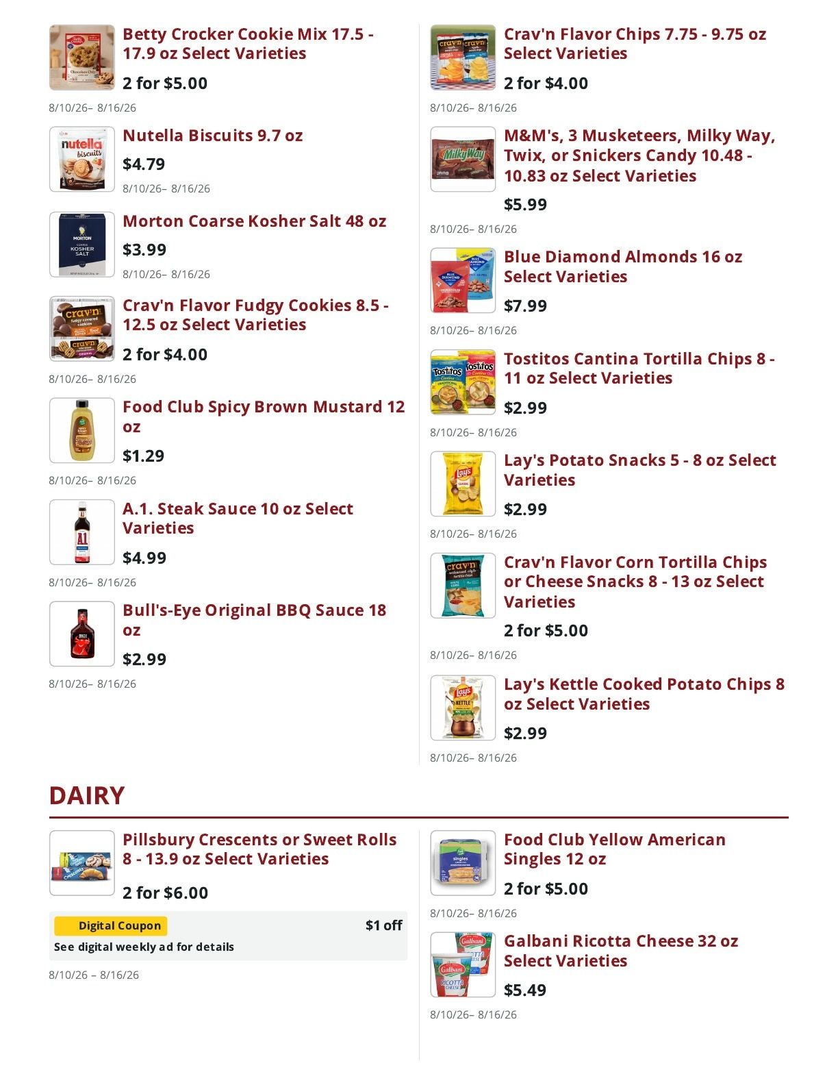Main Street Market Weekly Ad August 10 - 16, 2026