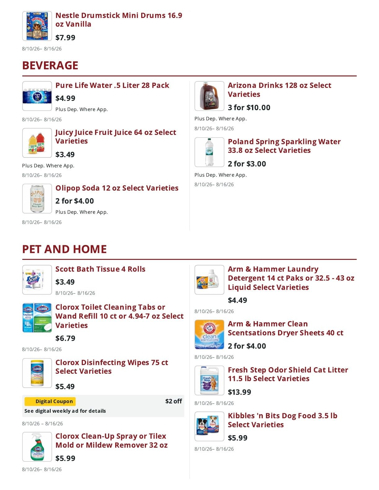 Main Street Market Weekly Ad August 10 - 16, 2026