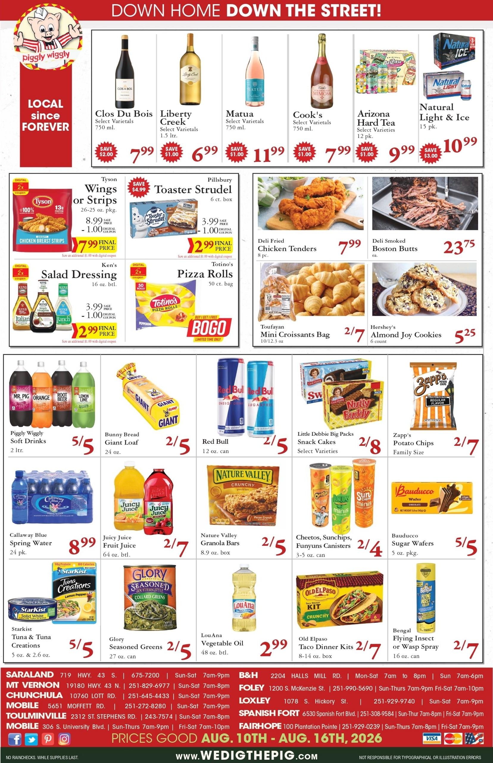 Piggly Wiggly (AL, FL, MS) Weekly Ad August 10 - 16, 2026
