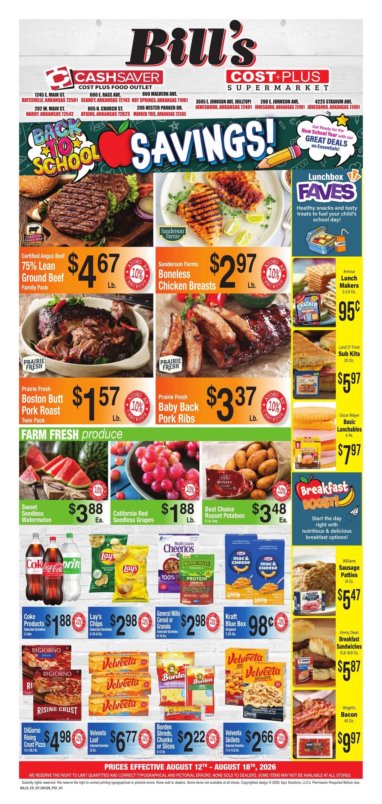 Cashsaver (Bay Area, AR) Weekly Ad August 12 - 18, 2026