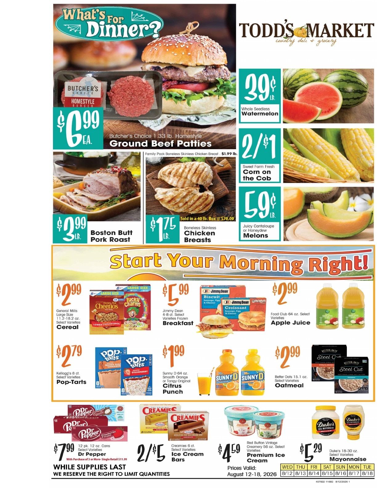 Todd's Market Weekly Ad August 12 - 18, 2026