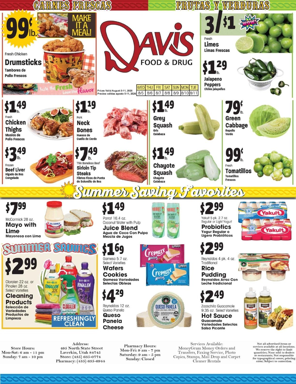 Davis Food & Drug (La Verkin, UT) Hispanic Weekly Ad August 5 - 11, 2026