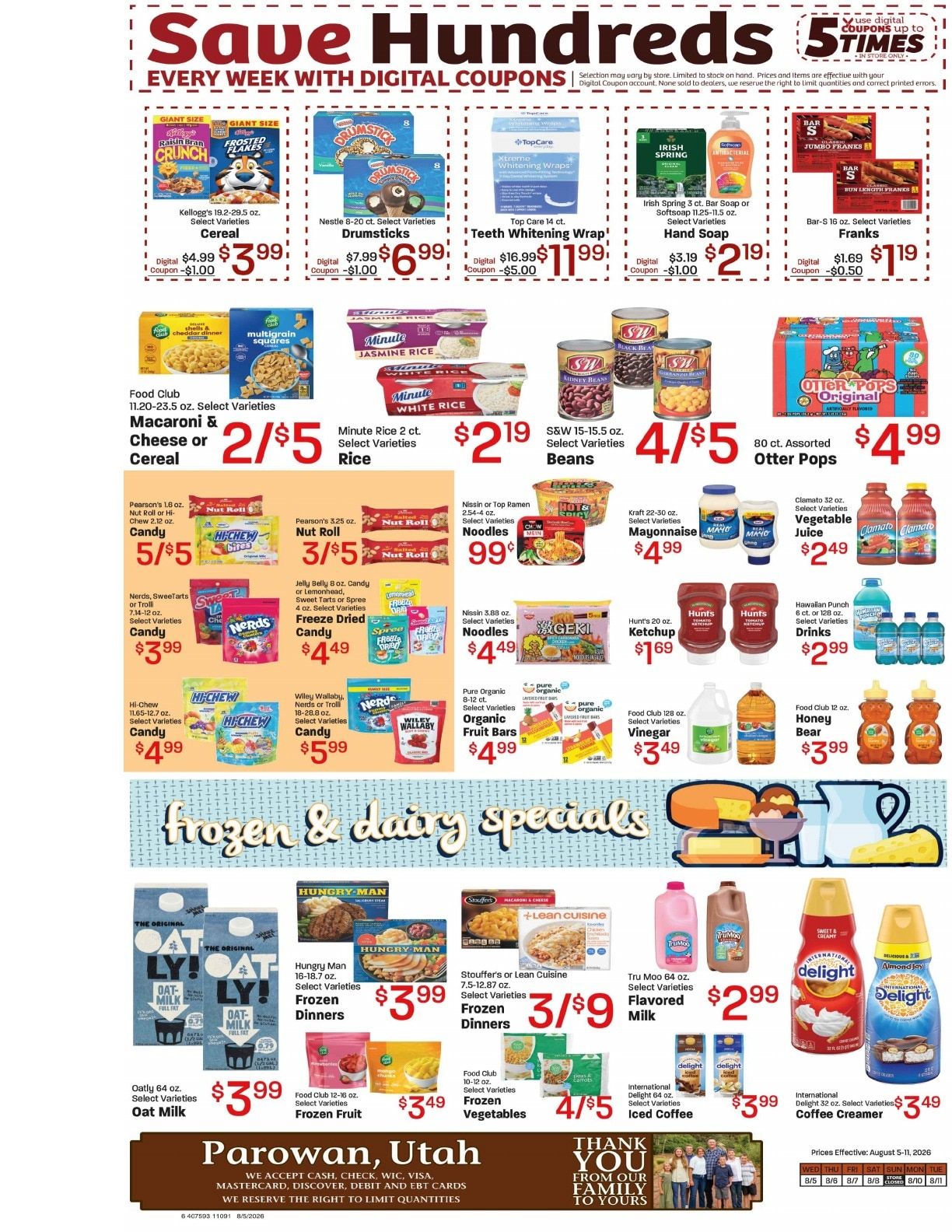 Parowan's Market Weekly Ad August 5 - 11, 2026