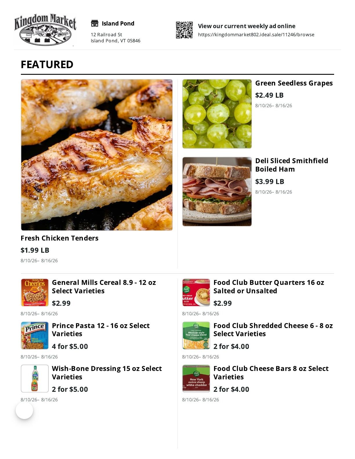 Kingdom Market Weekly Ad August 10 - 16, 2026
