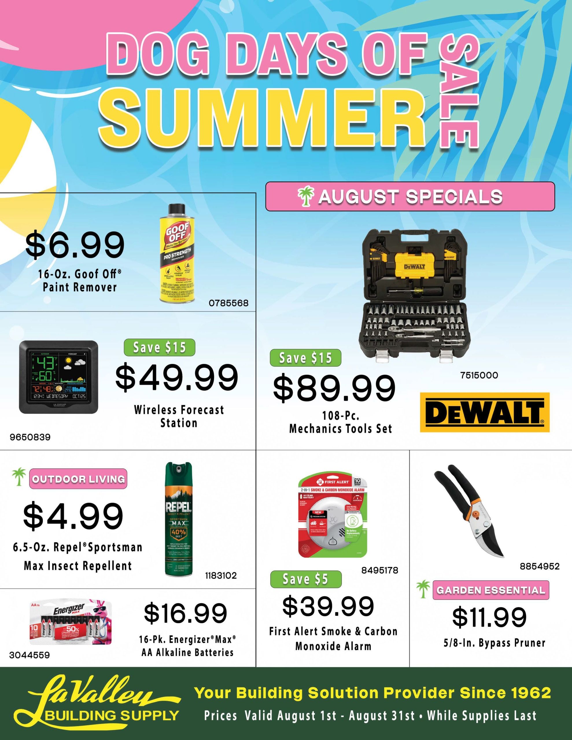 LaValley Building Supply August Doorbusters Weekly Ad August 1 - 31, 2026