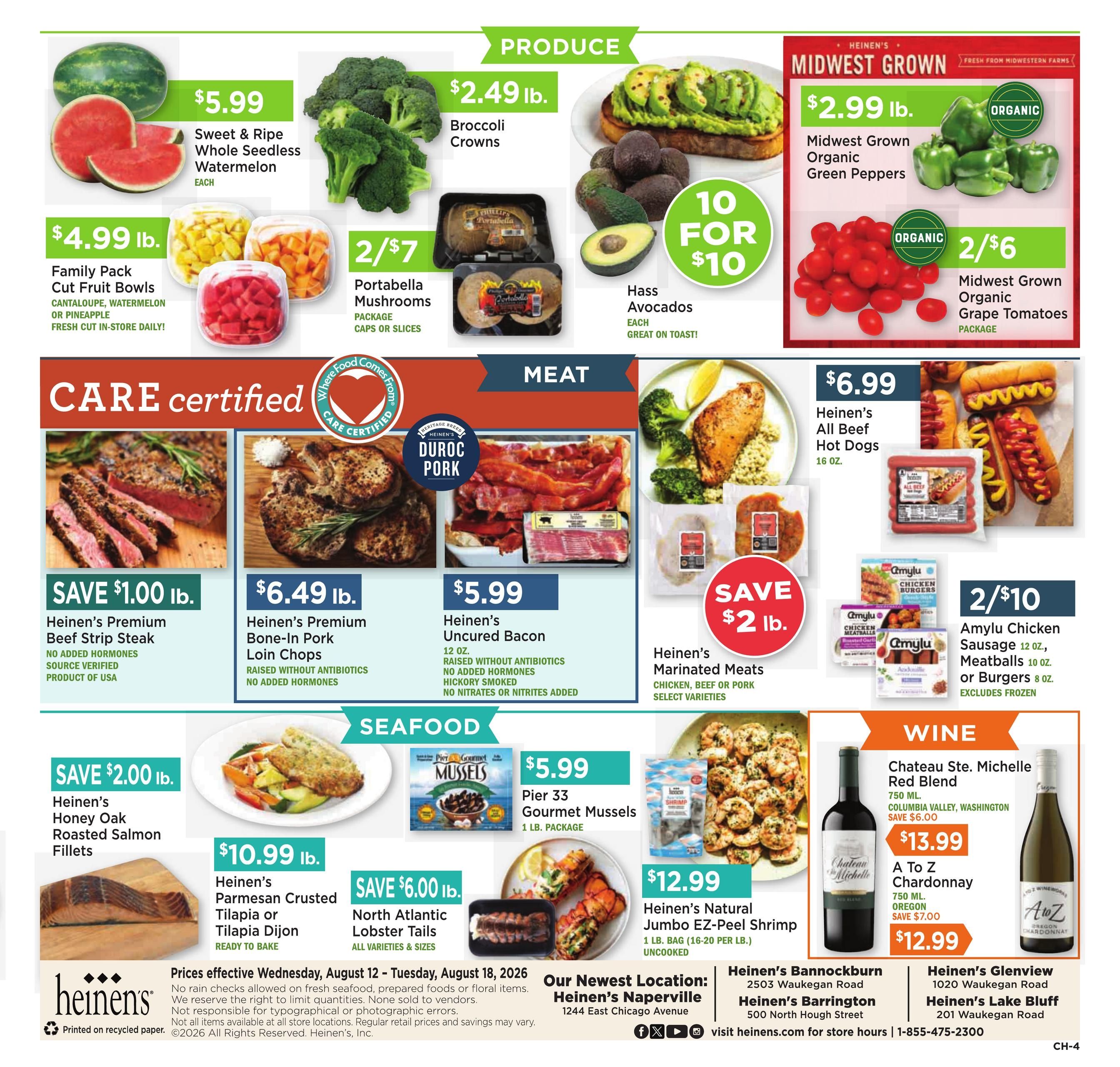 Heinen's Grocery Store (Chicago–Elgin Area, IL) Weekly Ad August 12 - 18, 2026
