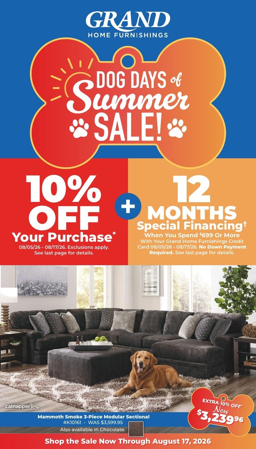 Grand Home Furnishings Dog Days of Summer Sale Weekly Ad August 5 - 17, 2026