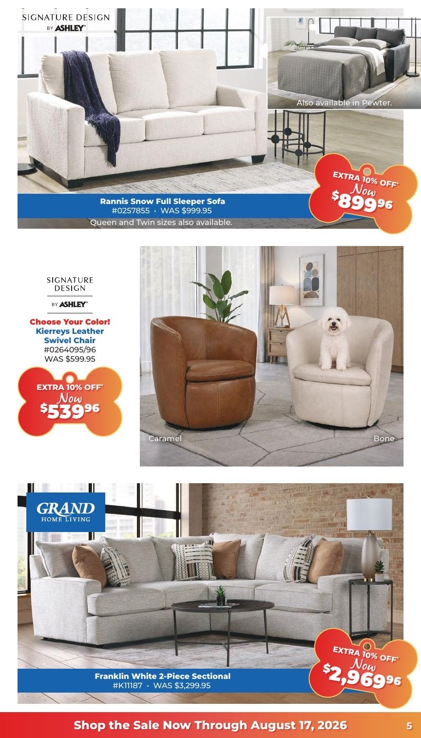 Grand Home Furnishings Dog Days of Summer Sale Weekly Ad August 5 - 17, 2026
