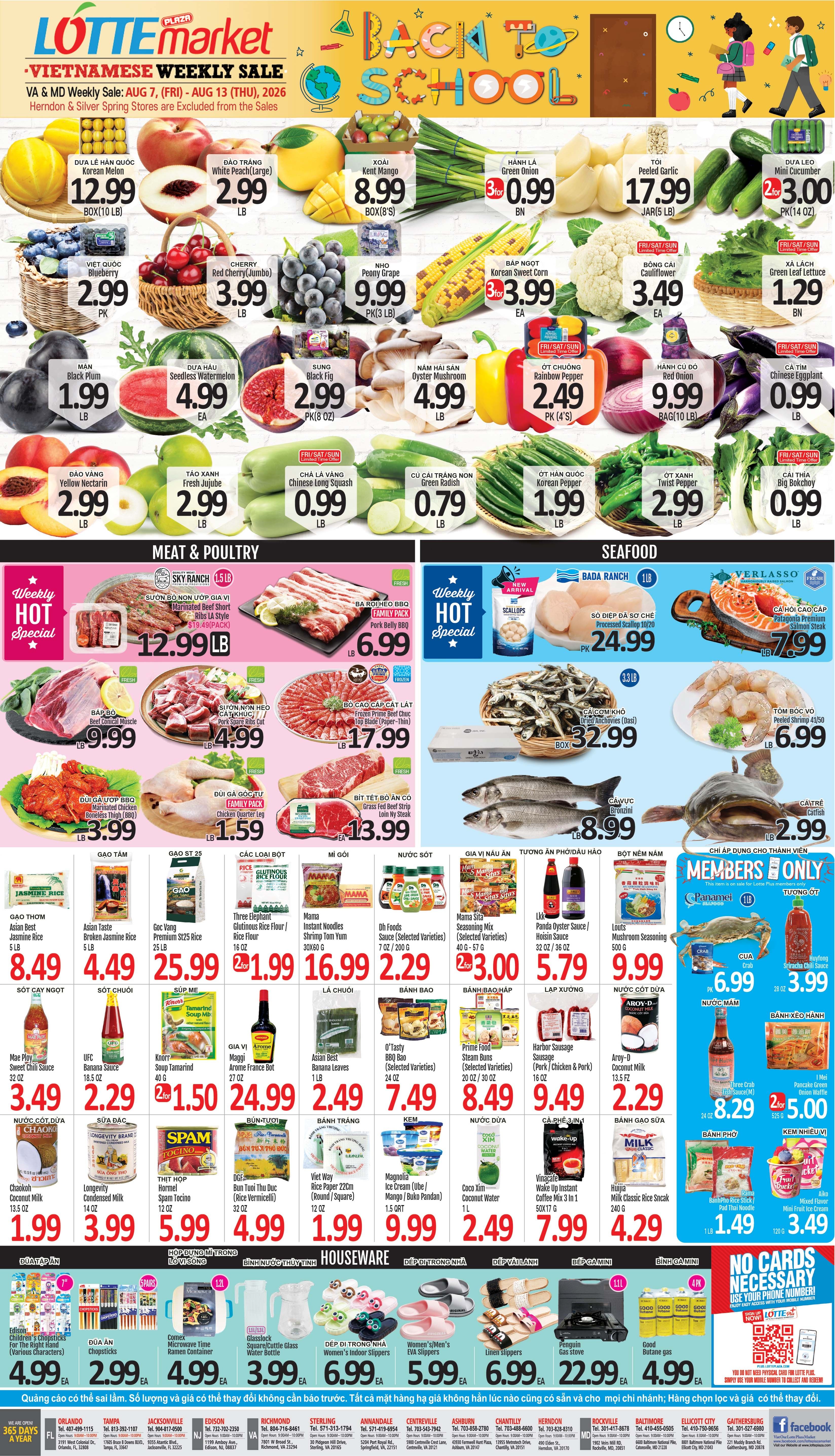 Lotte Plaza Market (Virginia) Vietnamese Weekly Ad August 7 - 13, 2026