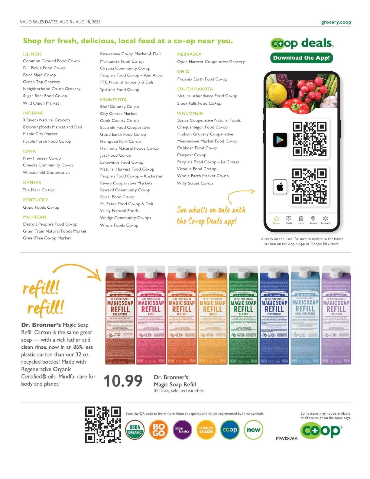 Chequamegon Food Co-op Co+op Deals Weekly Ad August 5 - 18, 2026