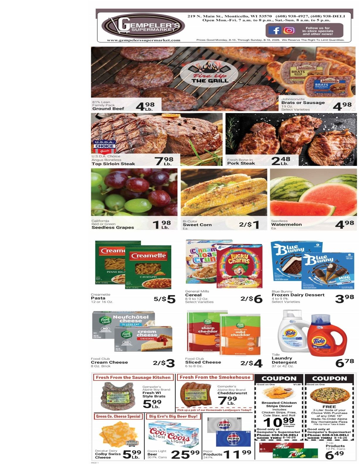 Gempeler's Supermarket Weekly Ad August 10 - 16, 2026
