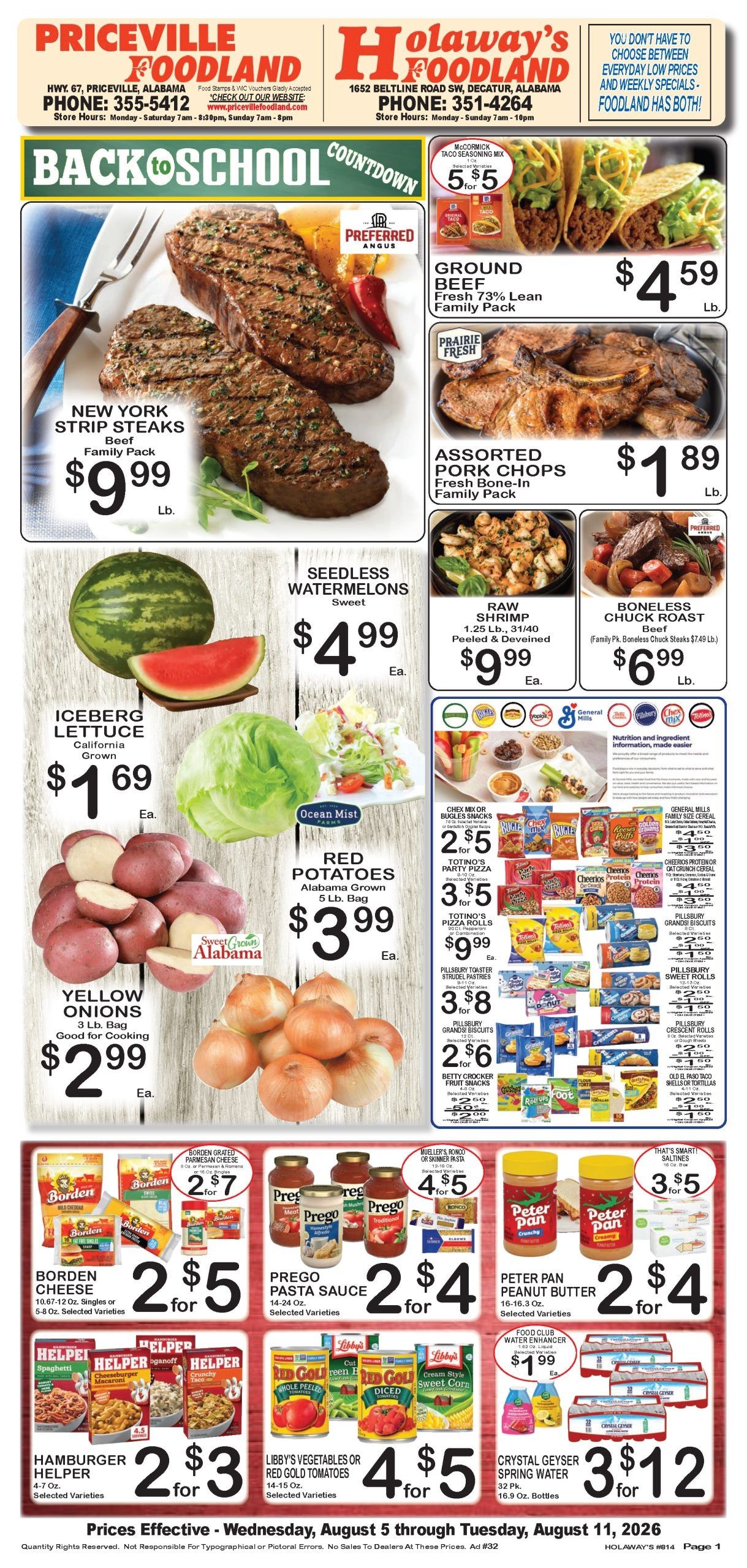 Foodland Grocery (Decatur, AL) Weekly Ad August 5 - 11, 2026