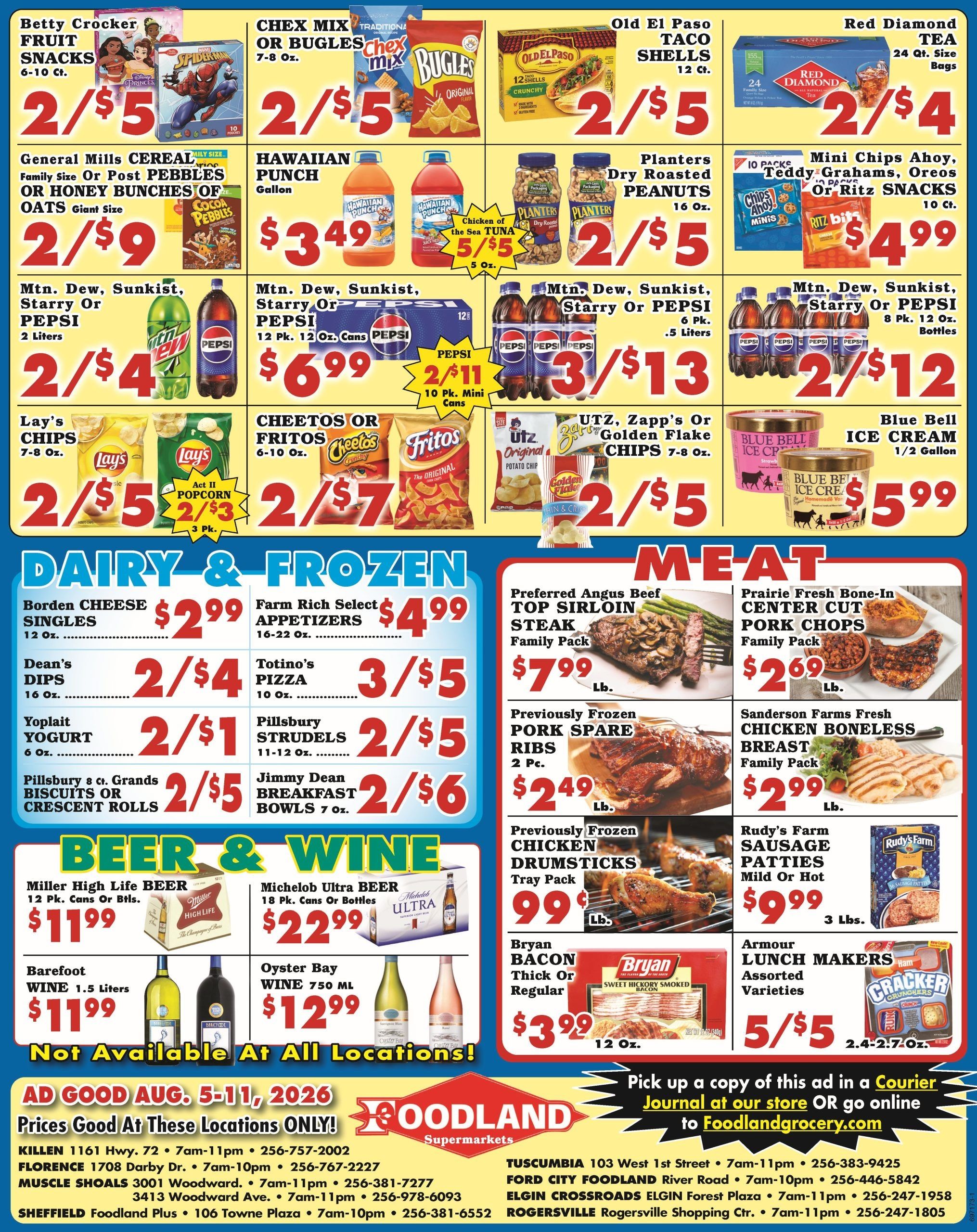 Foodland Grocery (Florence and other locations, AL) Weekly Ad August 5 - 11, 2026