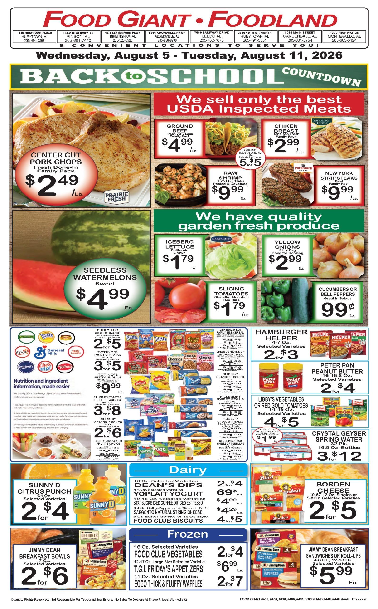 Foodland Grocery (Gardendale, Hueytown and Montevallo, AL) Weekly Ad August 5 - 11, 2026