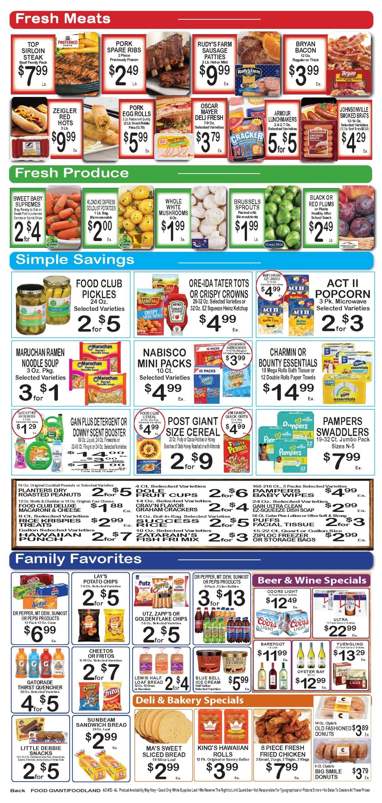 Foodland Grocery (Gardendale, Hueytown and Montevallo, AL) Weekly Ad August 5 - 11, 2026
