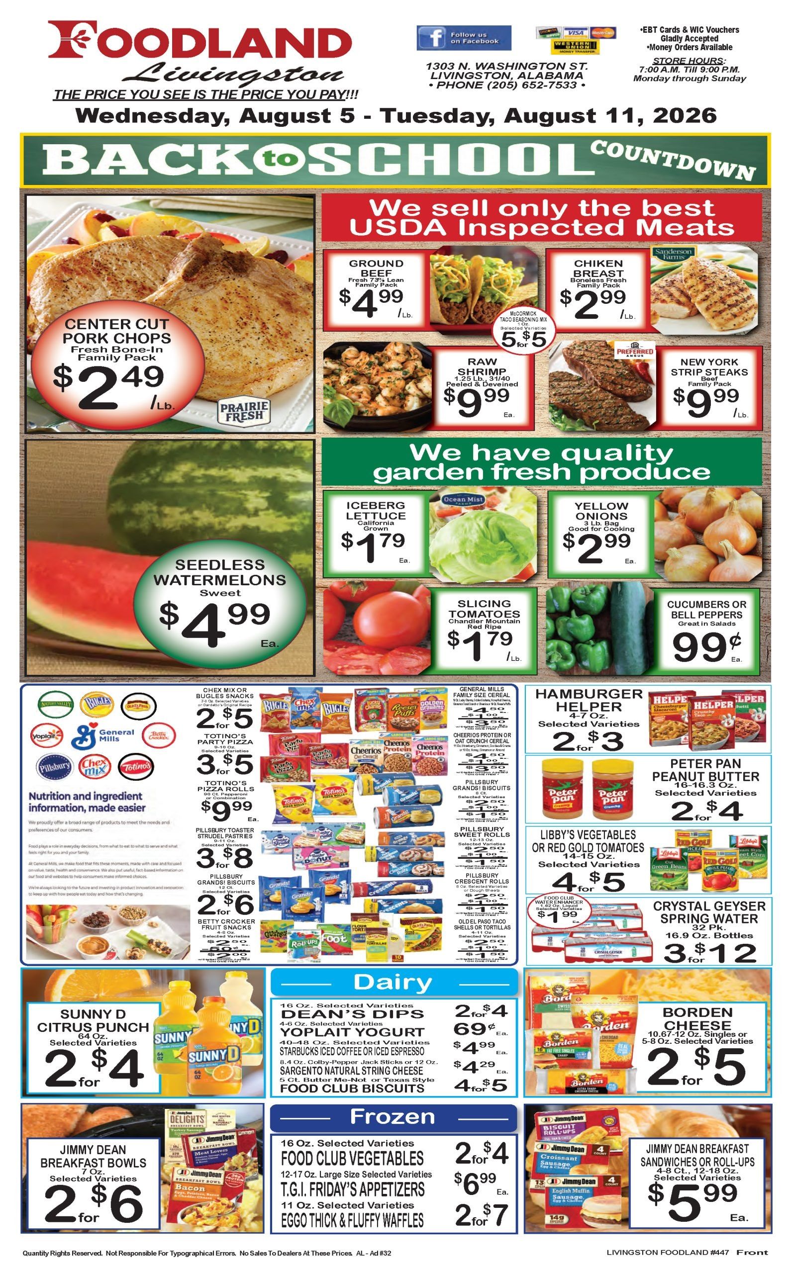 Foodland Grocery (Livingston, AL) Weekly Ad August 5 - 11, 2026
