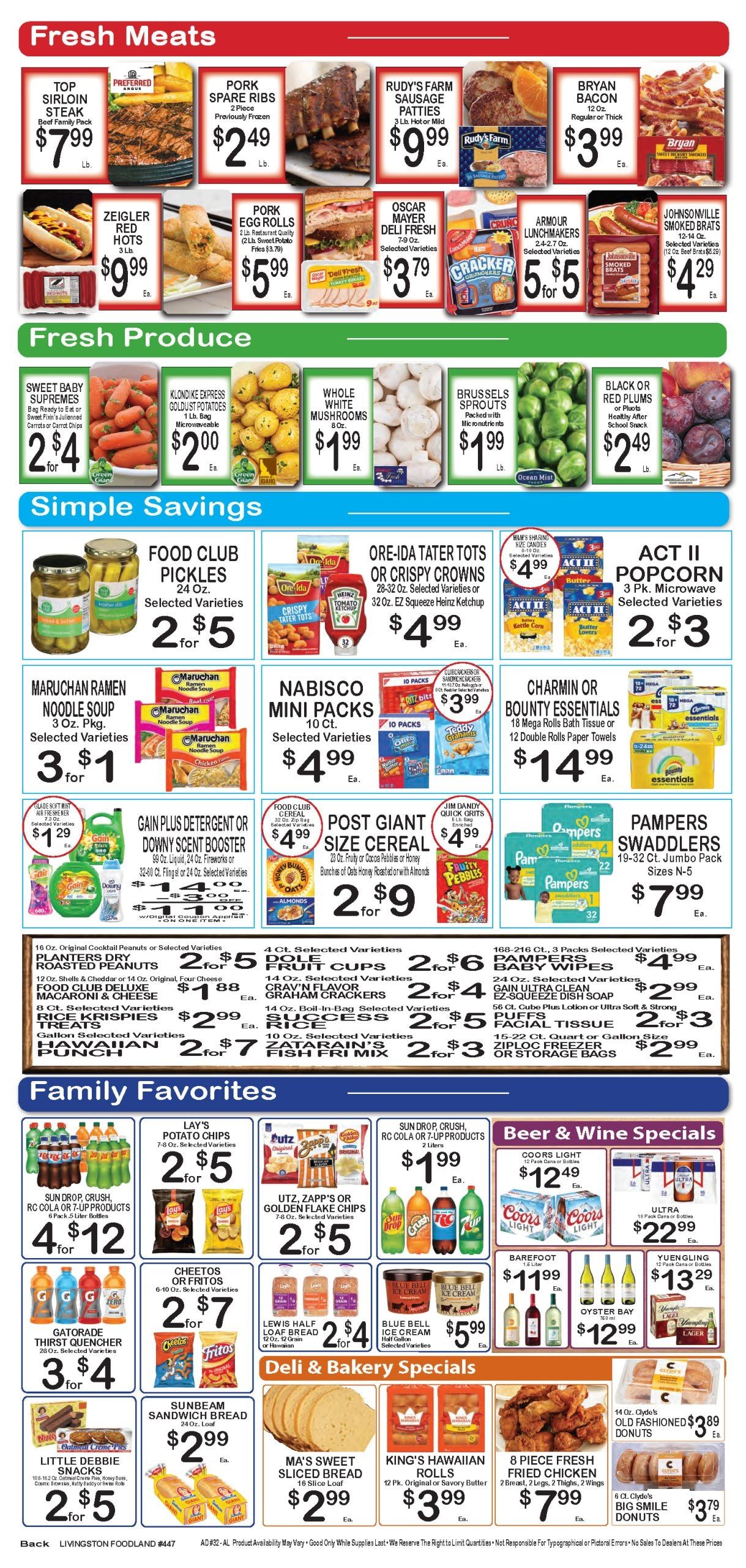 Foodland Grocery (Livingston, AL) Weekly Ad August 5 - 11, 2026