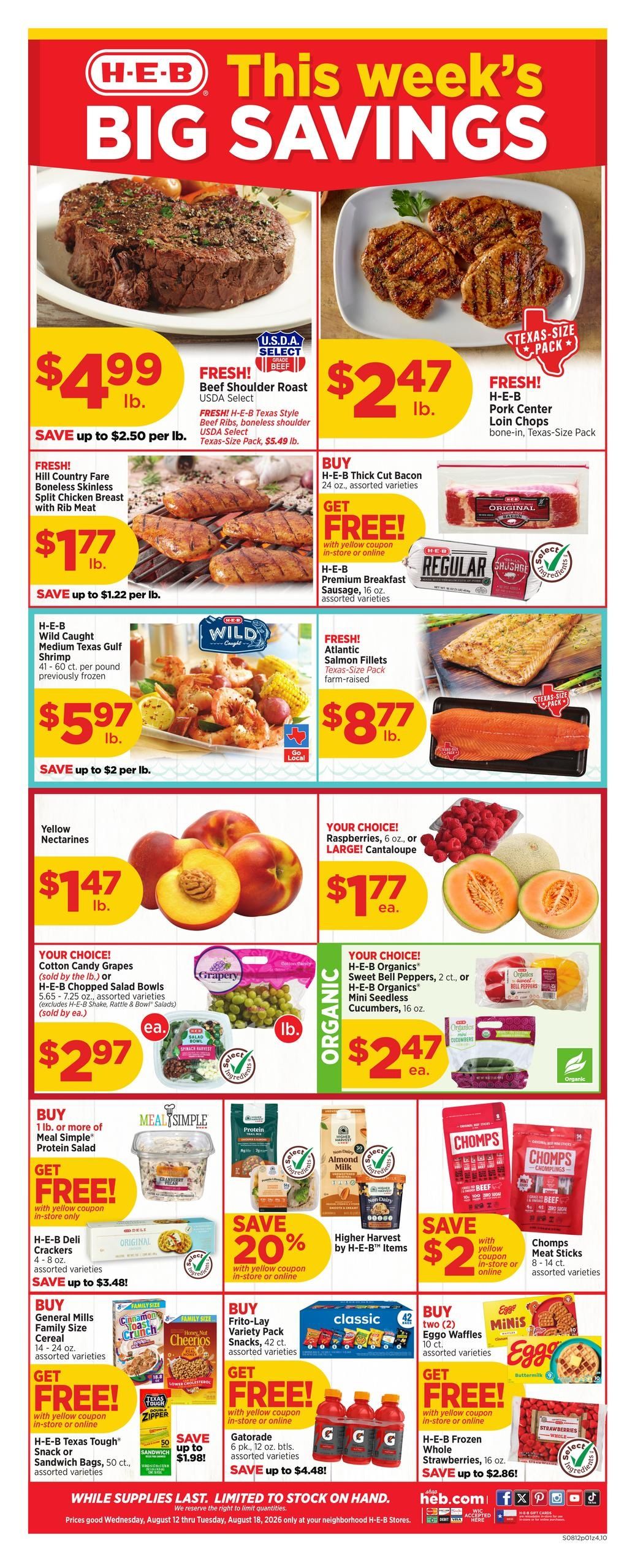H-E-B (Abilene Area, TX) Weekly Ad August 12 - 18, 2026
