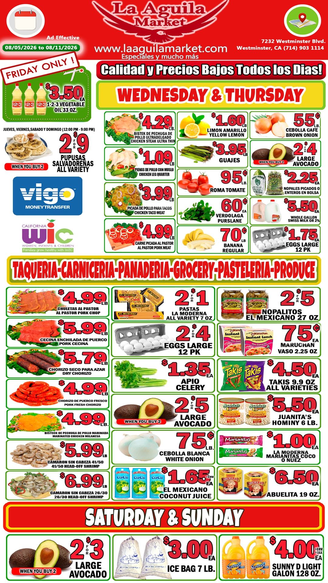 La Aguila Market (Westminster, CA) Weekly Ad August 5 - 11, 2026