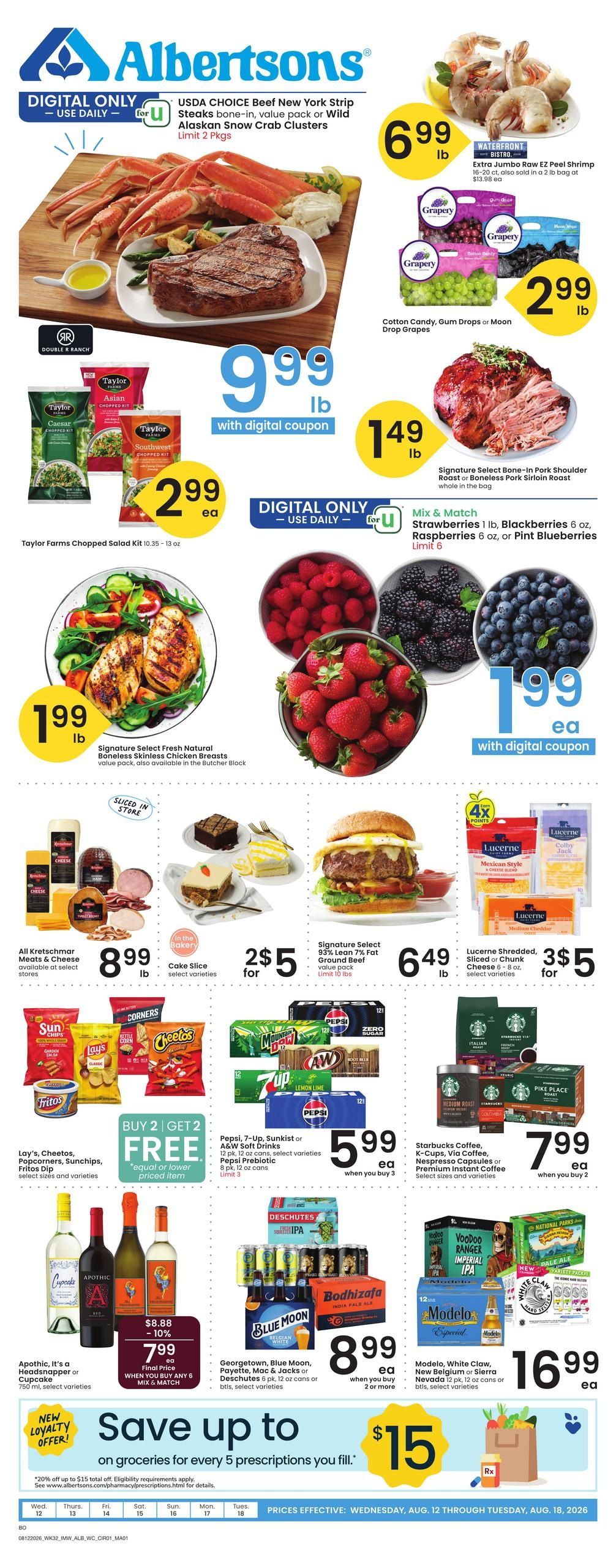 Albertsons (Idaho Falls–Ashton Area, ID) Bonus Online Savings Weekly Ad August 12 - 18, 2026