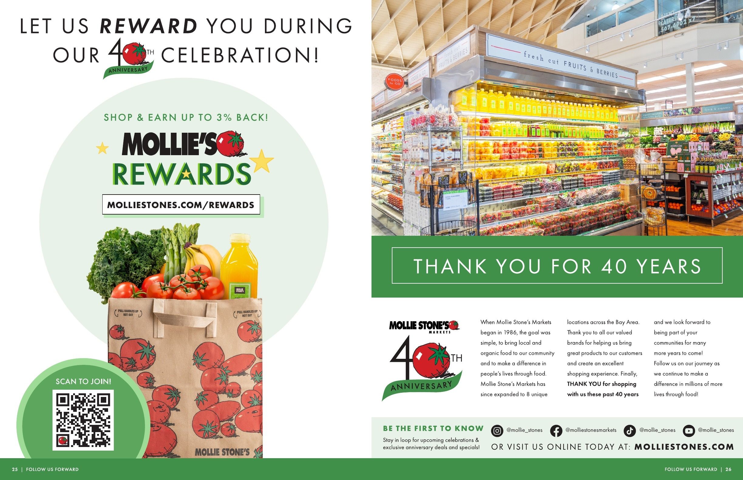 Mollie Stone's Markets 40th Anniversary Magazine Weekly Ad May 1 - December 31, 2026