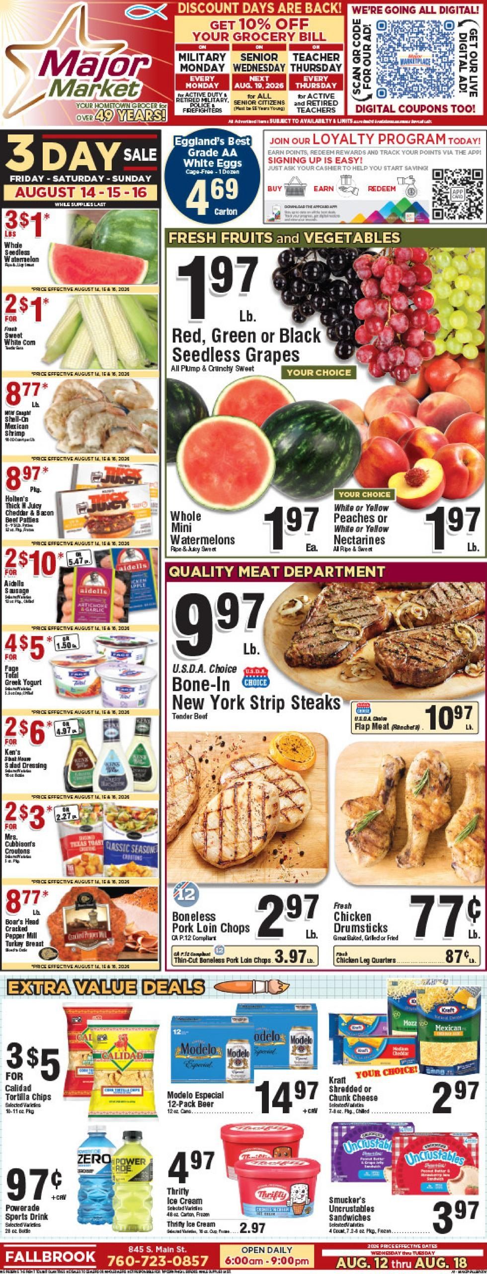 Major Market Grocery (Murrieta–Temecula Area, CA) Weekly Ad August 12 - 18, 2026