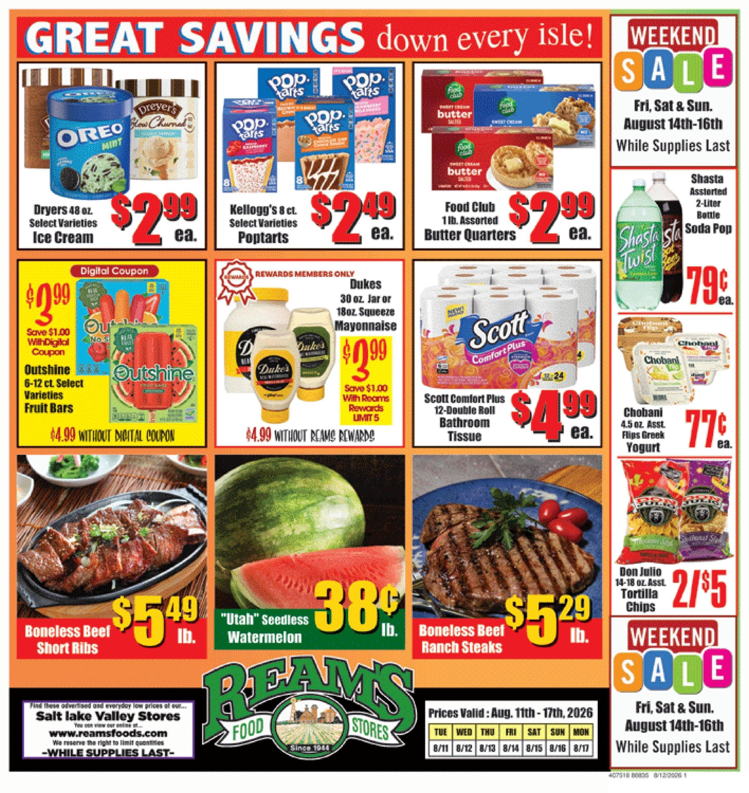 Reams Food Stores Weekly Ad August 11 - 17, 2026