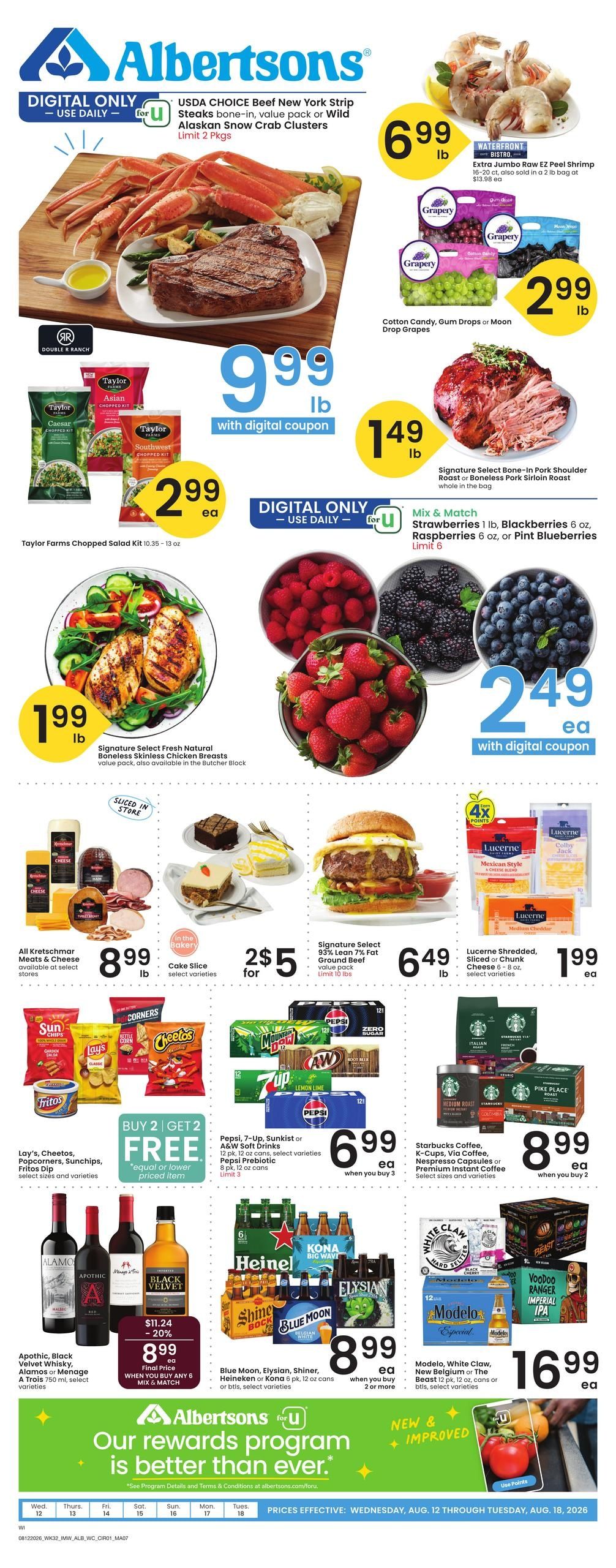 Albertsons (Williston Area, ND) Bonus Online Savings Weekly Ad August 12 - 18, 2026