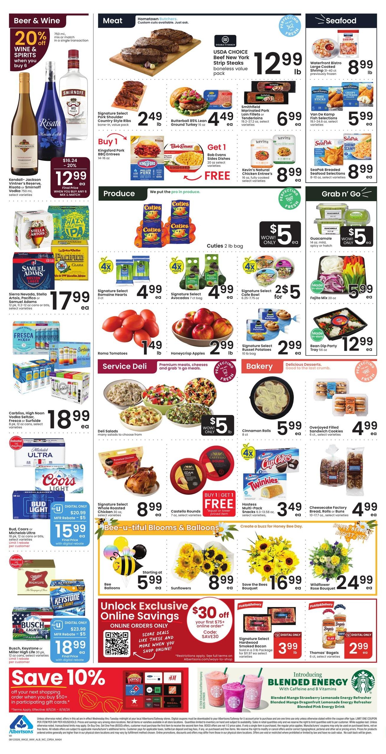 Albertsons (Williston Area, ND) Bonus Online Savings Weekly Ad August 12 - 18, 2026