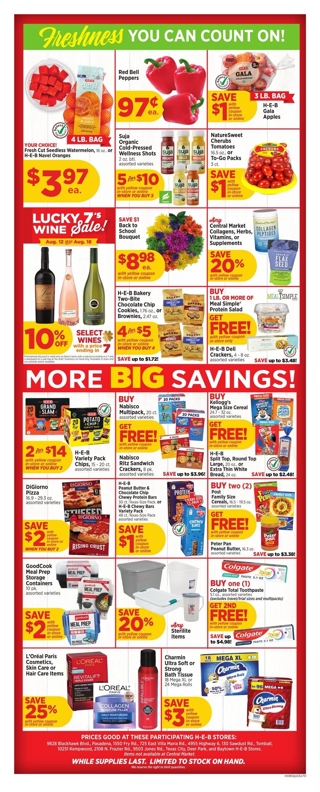 H-E-B (Pasadena–Conroe Area, TX) Weekly Ad August 12 - 18, 2026