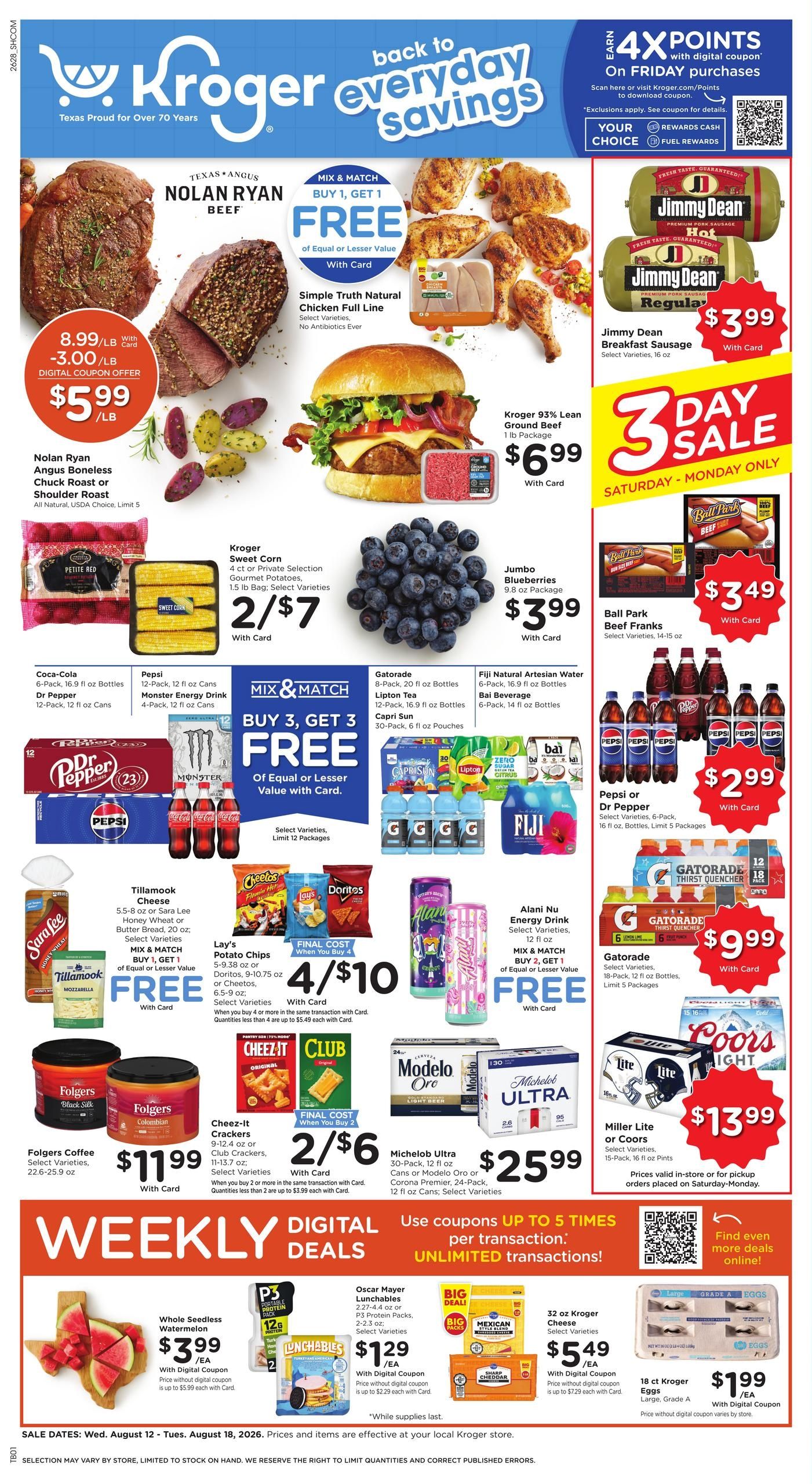 Kroger (Pasadena–Houston Area, TX) Weekly Ad August 12 - 18, 2026